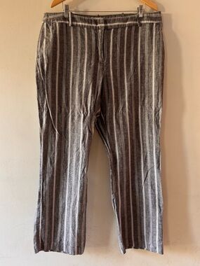 Liz Claiborne Linen Blend Classic Striped Pants Gray Size 16